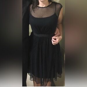 London Times Elegant Black Dress with Mesh Detail